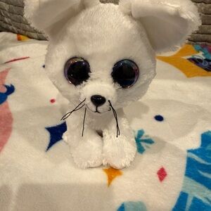 White Plush Dog or Fox Toy Lumo Star Big Eyes